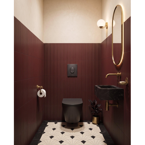 QeramiQ Dely Toiletset - Grohe inbouwreservoir - mat zwarte bedieningsplaat - ovaal toilet - zitting - matte black (mat zwart) SW656915