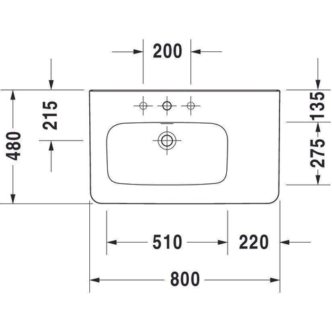 Duravit Durastyle Meubelwastafel asymmetrisch - met 1 kraangat links - 80x48cm - met wondergliss - wit SW54162