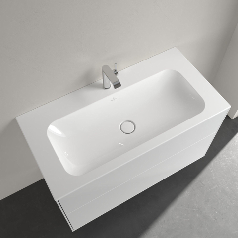 Villeroy & Boch finion meubelwastafel - 1 kraangat - 100x50cm CeramicPlus - zonder overloop - White Alpine (glans wit) SW106528