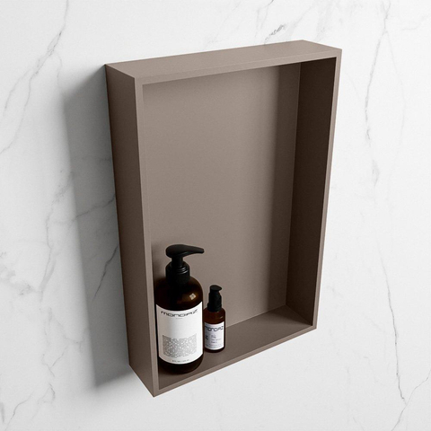 Mondiaz Easy niche 29,5x44,5x8cm - encastrable/sur meuble - 1 compartiment ouvert - Solid Surface - Fumée SW643657