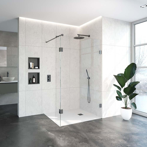 BRAUER Void paroi de douche à l'italienne verre clair 120x200 avec paroi latérale 30 incl. traitement anticalcaire PVD gunmetal brossé SW723947