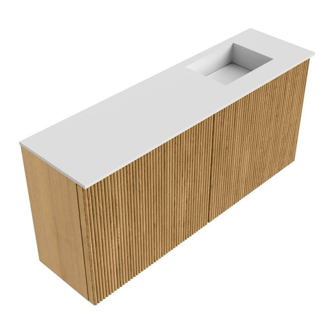 Mondiaz JOYA 90cm meuble de salle de bains - couleur Oak - Vasque FAYE position Droite 1 trou de robinet couleur Talc. SW1421117