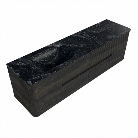 Mondiaz CIRO-DLUX Meuble de salle de bains - 170x45x50cm - Lavabo solid surface Lava - 1 vasque à gauche - 1 trou de robinet - 4 tiroirs - Shadow SW1533806