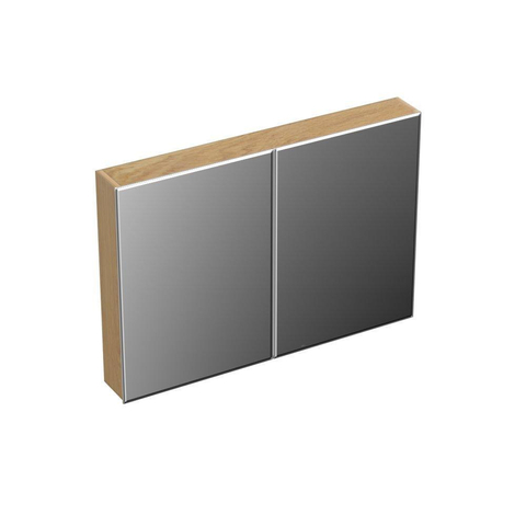 Forzalaqua Uni armoire de toilette 100x68,5x12,5cm 2 portes battantes miroir double face Chêne massif Smoke SW492705