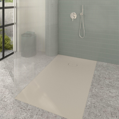 Villeroy & Boch Ecora douchebak - 150x90x3.5cm - afvoer korte zijde - almond (beige) SW1558932
