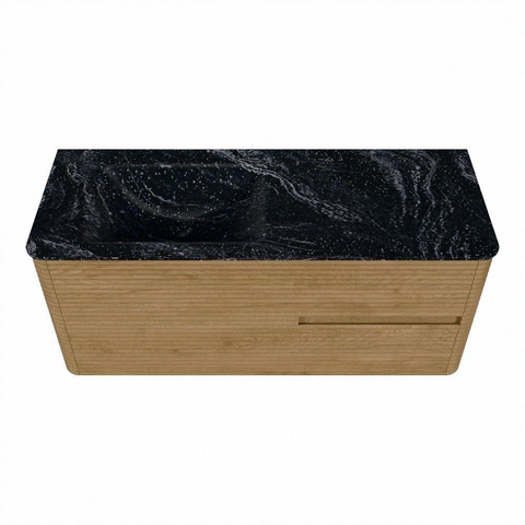 Mondiaz CIRO-DLUX Badkamermeubelset - 120x45x50cm - Solid surface wastafel Lava - 1 wasbak Links - zonder kraangaten - 2 lades - Oak SW1531091