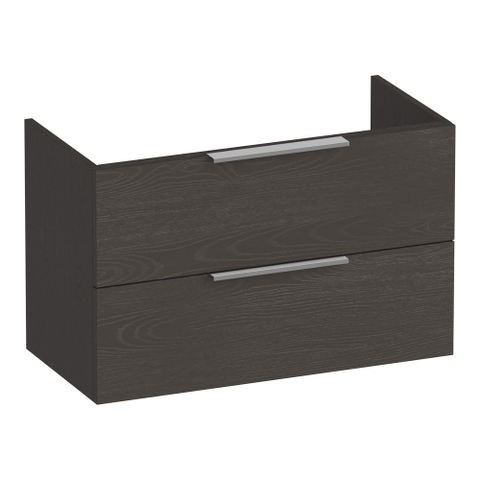 BRAUER Elevate meuble sous-lavabo peu profond 80 sans poignées rapportées 2 tiroirs à fermeture douce et 1 découpe pour siphon - Timber Anthracite SW1200256