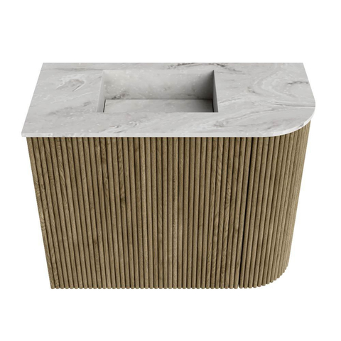 Mondiaz JOYA-DLUX 51.6cm toiletmeubel - ronding rechts kleur Dusk - Wastafel FAYE positie Links Zonder kraangat kleur Glace. SW1423165