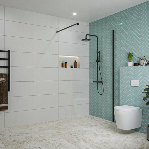 Fortifura Galeria Douche à l'italienne - 110x200cm - verre clair - Noir mat SW917205