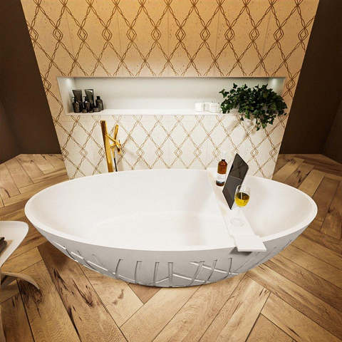 MONDIAZ HOLM Baignoire îlot - 180x85cm - lin/talc SW491612