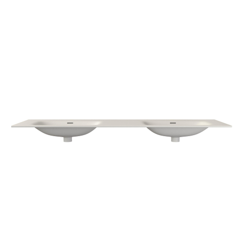 Saniclass Flow lavabo - 161x46x1.5cm - double vasque - sans trou de robinet - blanc SW1441150