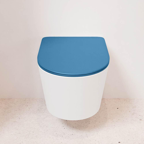 Mondiaz LAVIE hangtoilet – spoelrandloos – 36 x 53 cm – met softclose zitting – Talc (wit), zitting Jeans (blauw) SW1208644