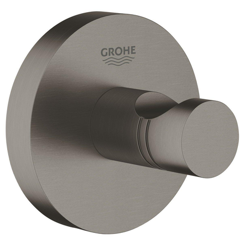 Grohe Euro Fonteinset - 37x18cm - rechthoek - 1 kraangat - zonder overloop - gebogen kraan - sifon - afvoerplug - handdoekhaak - wit/brushed hard graphite (antraciet) SW523962