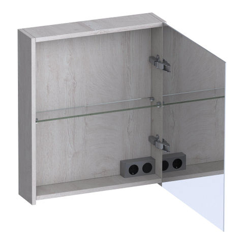 BRAUER Impress armoire de toilette – 59 x 70 x 15 cm – ouverture à droite, porte-miroir double face – Forest Seashell SW1199035