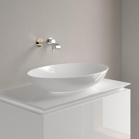 Villeroy & Boch Loop & Friends opzetwastafel - 62x42cm - zonder kraangat - met overloop - White Alpine (glans wit) SW644119