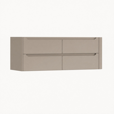 H&R Badmeubelen Juice Wastafelonderkast - 140x45x50cm - rechterhoek afgerond - 4 lades - geïntegreerde greep - Olive SW1490508