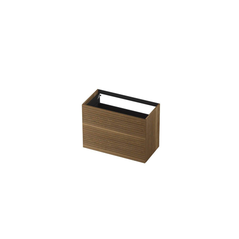INK Wastafelonderkast - 90x45x65cm - 2 lades - push to open - horizontaal gefreesd - Eiken - Aqua SW693481
