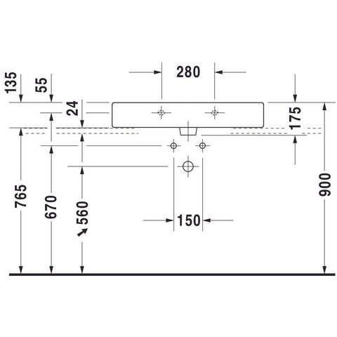 Duravit Vero Wastafel - met kraangat - met overloop - 80x47cm - met wondergliss - wit 0305310