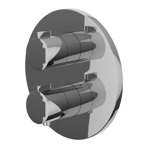 IVY Pact Partie apparente - pour mitigeur thermostatique encastré - 3 voies - inverseur arrêt/déviation - rosace ronde - Chrome SW1030991