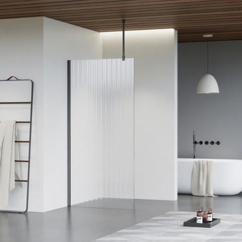 FugaFlow Eccelente Vetro douche à l'italienne salle de bain - 70x200cm - verre strié - bras plafond - gunmetal SW1125039