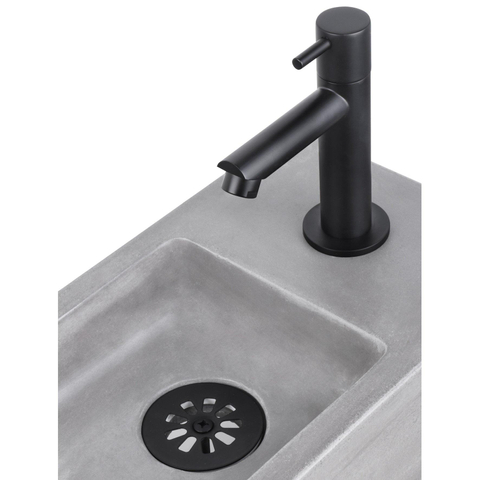 Differnz Force kit lave-mains - 40x22x8cm - Rectangulaire - 1 trou de robinet - Robinet droit noir mat - avec cadre noir - Gris béton SW373282