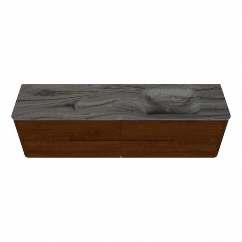 Mondiaz CIRO-DLUX Badkamermeubelset - 180x45x50cm - Solid surface wastafel Sombra - 1 wasbak Rechts - 1 kraangat - 4 lades - Ruby SW1531979