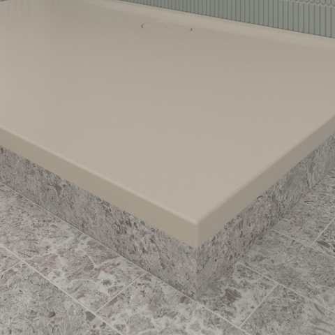 Villeroy & Boch Ecora douchebak - 150x100x3.5cm - afvoer lange zijde - almond (beige) SW1558910
