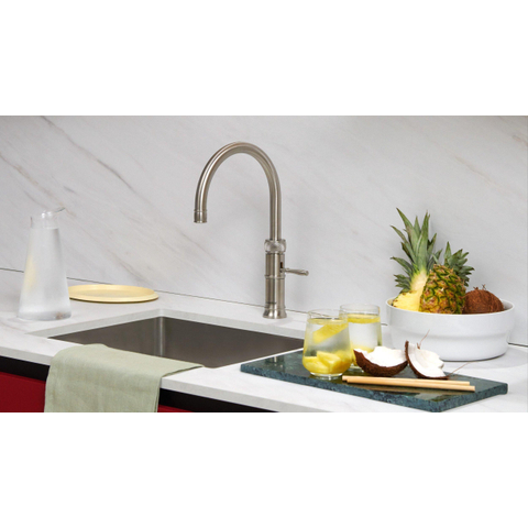 Quooker Classic Fusion Round kokendwaterkraan - draaibare uitloop - Combi+ reservoir - Warm / kokend water - RVS SW299660