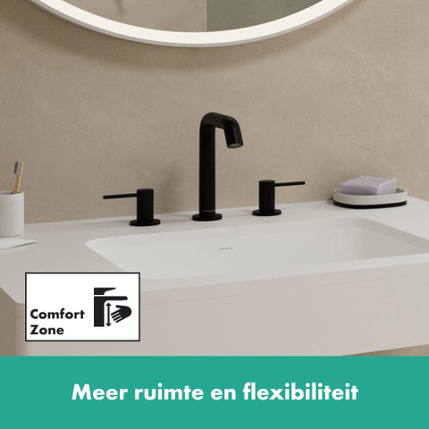 Hansgrohe Tecturis s Wastafelkraan - mengkraan - rond - 15.6cm uitloop - 3-gats - mat zwart SW918813