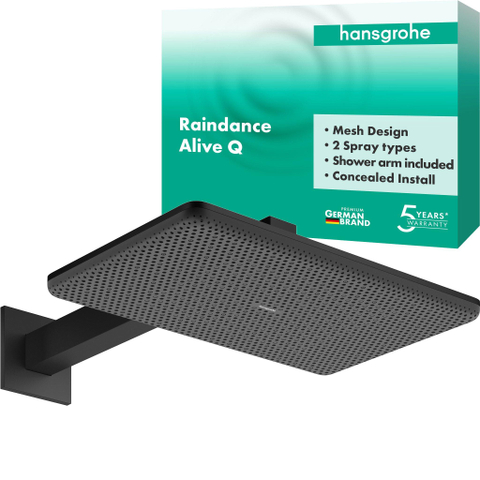 Hansgrohe Raindance alive Q - hoofddouche 210/340 2jet wand - mat zwart SW1388680