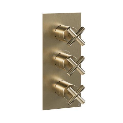 Crosswater MPRO Crosshead Robinet encastré - sans élément encastré - 3 poignées brossé - laiton SW1407036