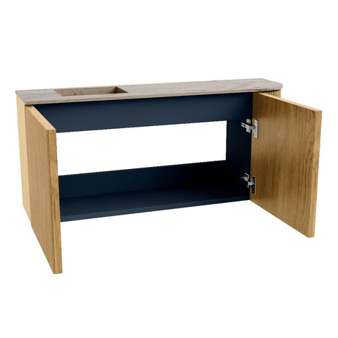Mondiaz JOYA-DLUX Meuble de salle de bains - 91,6cm - arrondi droit couleur Chêne - Vasque FAYE position Gauche 1 trou de robinet couleur Arena SW1423890