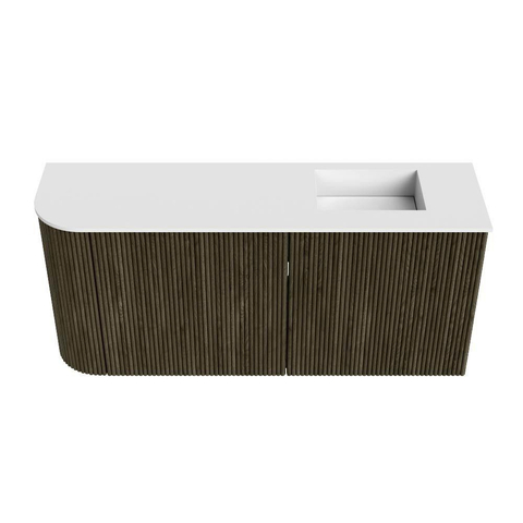 Mondiaz JOYA 91.6cm toiletmeubel - ronding links kleur Shadow - Wastafel FAYE positie Rechts 1 kraangat kleur Talc. SW1421544