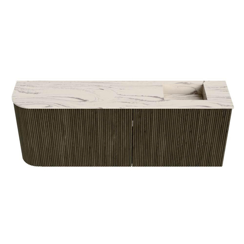 Mondiaz JOYA-DLUX 111.6cm toiletmeubel - ronding links kleur Shadow - Wastafel FAYE positie Rechts 1 kraangat kleur Nata. SW1424996