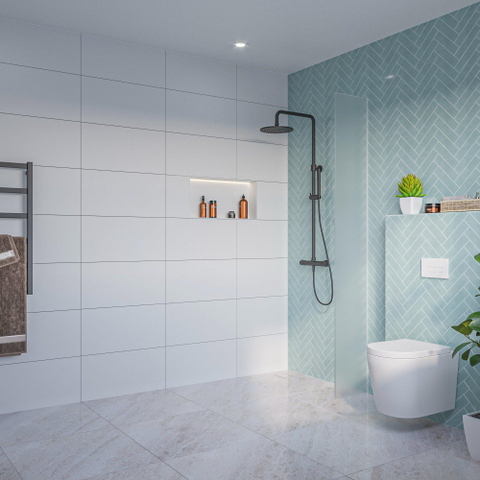 Fortifura Galeria Inloopdouche - glas - 30x200cm - 8mm - nano - blind - inbouw profiel - mat glas (helder) SW1170629