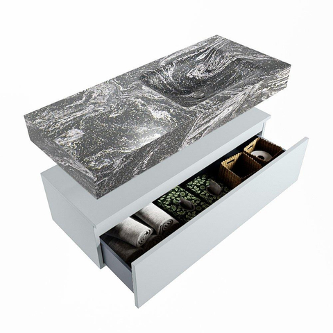 MONDIAZ ALAN - DLUX Badkamermeubelset - 110cm - onderkast - Clay - 1 lade - vrijhangende wastafel - wasbak rechts - 1 kraangat - Lava SW808689