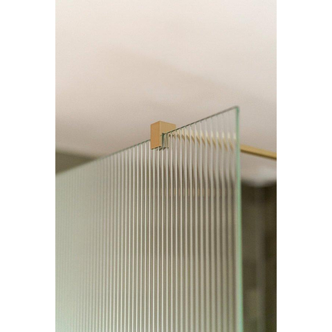 Fortifura Galeria inloopdouche - 100x200cm - ribbelglas - wandarm - PVD - geborsteld messing (goud) SW877047