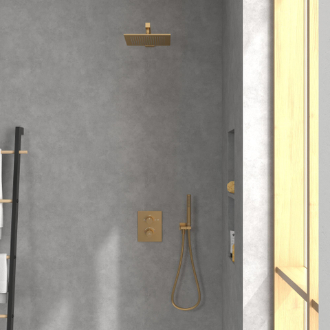 Villeroy & Boch Universal Showers regendouche - 25x25cm hoekig - Brushed Gold (goud) SW974327