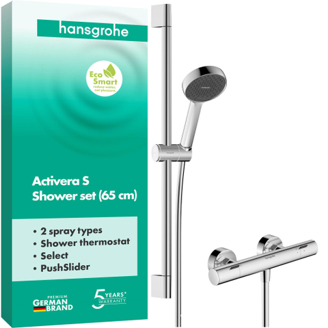 Hansgrohe Activera Select S - 95 renovatieset - 2jet - ecosmart - met Ecostat Fine - glijstang 65cm - hoogglans chroom SW1388077