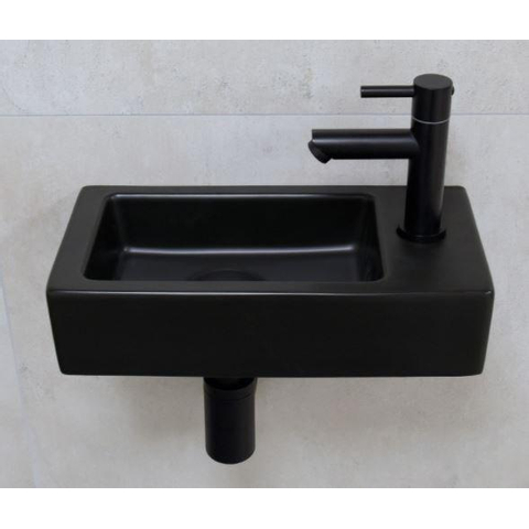 Wiesbaden Mini Rhea Pack lave-mains complet 36x18x9cm trou de robinet droite noir mat SW522583