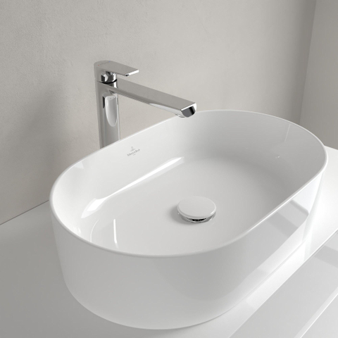 Villeroy & Boch Collaro opzetwastafel ovaal - 56x36cm - zonder overloop - zonder kraangat CeramicPlus - White Alpine (glans wit) SW358399