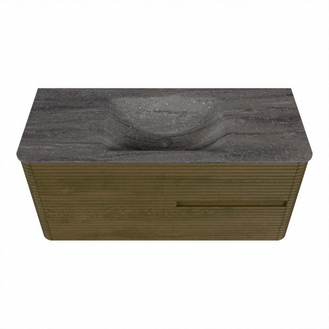 Mondiaz CIRO-DLUX Ensemble de meubles de salle de bains - 110x45x50cm - Plan-vasque solid surface Oza - 1 vasque centrale - sans trous de robinetterie - 2 tiroirs - Dusk SW1533264