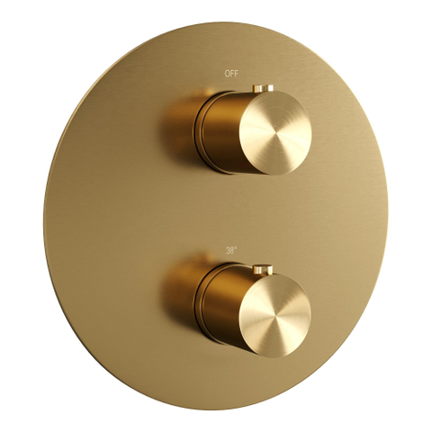 BRAUER Gold Edition thermostatische Inbouw Regendouche - 3-weg - rond - set 90 - 30cm hoofddouche - plafondarm - staaf handdouche - doucheslang - geïntegreerde glijstang - goud geborsteld PVD SW1159023