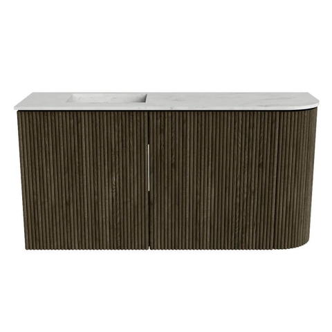 Mondiaz JOYA-DLUX 81.6cm toiletmeubel - ronding rechts kleur Shadow - Wastafel FAYE positie Links Zonder kraangat kleur Opalo. SW1422929