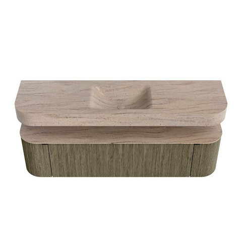 MONDIAZ THOR-DLUX Meuble de salle de bains 170cm arrondi gauche + droite couleur Shadow avec 1 tiroir et 2 portes. Vasque suspendue CLOUD Milieu sans trou de robinet couleur Saba. SW1465730