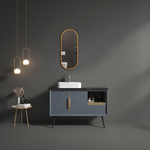 Saniclass Retro Line miroir – ovale – 38 x 90 cm – Or mat SW643429