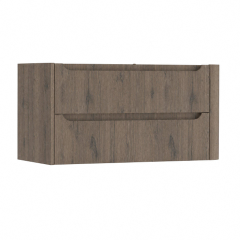 H&R Badmeubelen Juice Meuble sous lavabo - 100x45x50cm - coin droit arrondi - 2 tiroirs - poignée intégrée - chêne Tucson SW1498061