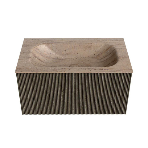 MONDIAZ KURVE-DLUX Meuble de salle de bains 80cm couleur Shadow avec 1 tiroir et 0 porte. Lavabo BIG SMALL Central 1 trou de robinet Saba. SW1433420