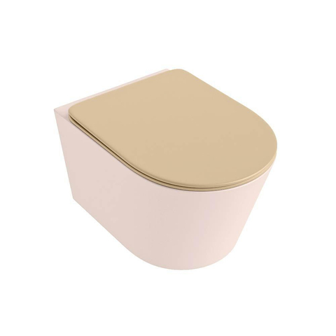 Mondiaz LAVIE hangtoilet – spoelrandloos – 36 x 53 cm – met softclose zitting – Rosee (roze), zitting Sand (beige) SW1208774
