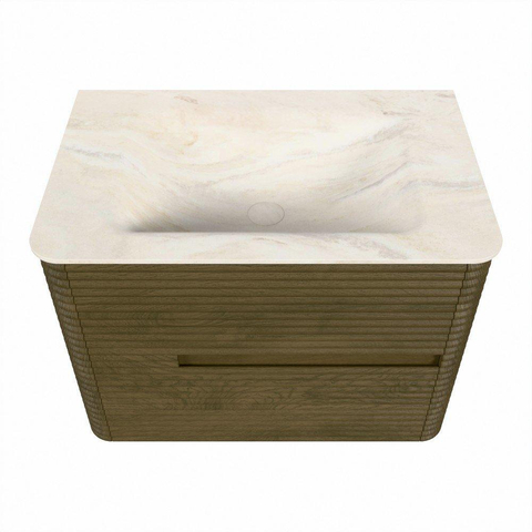 Mondiaz CIRO-DLUX Ensemble de meubles de salle de bains - 70x45x50cm - Vasque solid surface Ostra - 1 lavabo central - 1 trou de robinet - 2 tiroirs - Dusk SW1532906